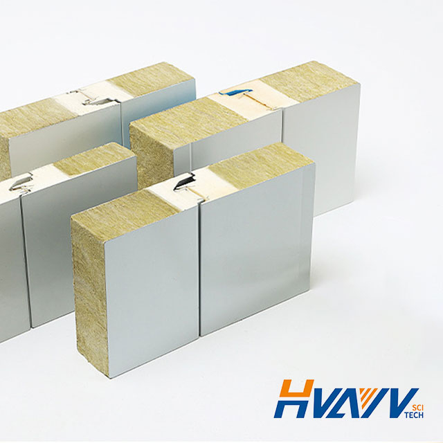 Panel aislante de PU y lana de roca para aislamiento de paredes, excelente conductividad t&eacute;rmica, resistencia al fuego