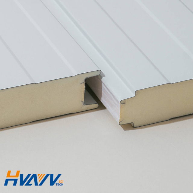 Enkel installation Fireproof Isolering Väggmaterial 150mm PIR/PUR Sandwich Isolated Interior Wall Panel för frysrummet